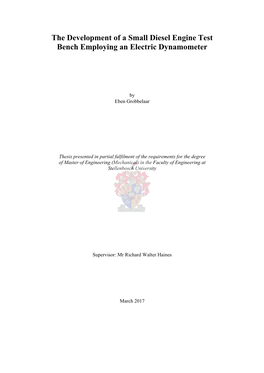 The Development of a Small Diesel Engine Test Bench Employing an Electric Dynamometer