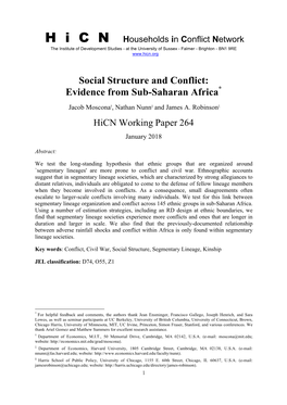 Social Structure and Conflict: Evidence from Sub-Saharan Africa*