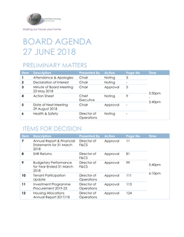 Board Agenda 27 June 2018