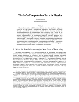 The Info-Computation Turn in Physics