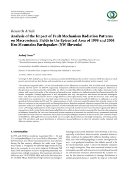 Analysis of the Impact of Fault Mechanism Radiation Patterns on Macroseismic Fields in the Epicentral Area of 1998 and 2004 Krn Mountains Earthquakes (NW Slovenia)
