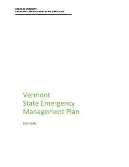 Vermont State Emergency Management Plan