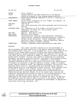 Alaskan Natives and Other Minorities in the Special Education Programs of Four Alaskan School District INSTITUTI N__---A-1-Ask-Astate Advisory Committee to the U.S