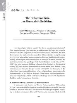 The Debate in China on Humanistic Buddhism