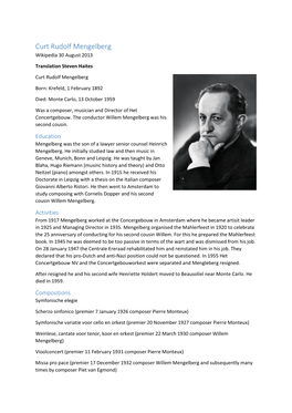 Curt Rudolf Mengelberg Wikipedia 30 August 2013