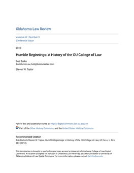 A History of the OU College of Law