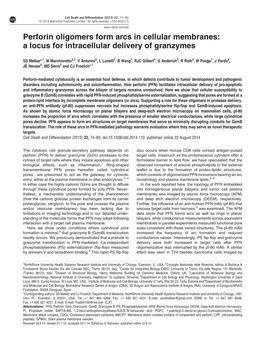 Perforin Oligomers Form Arcs in Cellular Membranes: a Locus for Intracellular Delivery of Granzymes