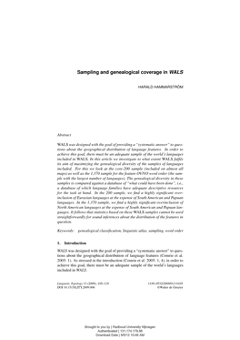 Sampling and Genealogical Coverage in WALS