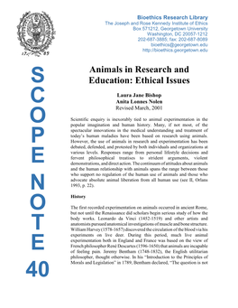 Animals in Research and Education: Ethical Issues