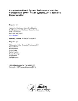 Comparative Health System Performance Initiative: Compendium of U.S. Health Systems, 2016, Technical Documentation