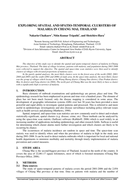 Exploring Spatial and Spatio-Temporal Clursters of Malaria in Chiang Mai, Thailand