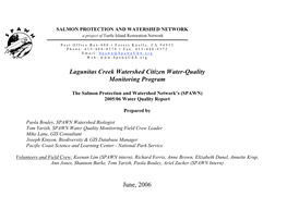 Lagunitas Creek Watershed Citizen Water-Quality Monitoring Program