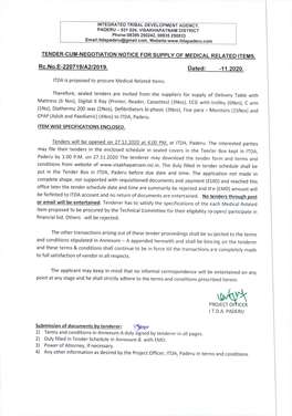 INTEGRATED TRIBAL DEVELOPMENT AGENCY, PADERU —531 024, VISAKHAPATNAM DISTRICT Phone:08395 250242, 08935 250833 Email:Itdapaderu@Gmail.Com, Website: Aderu.Com