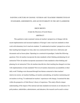 Veteran Art Teachers' Perspectives of Change in the Art Classroom in Regard to Performance Standards and Accountability