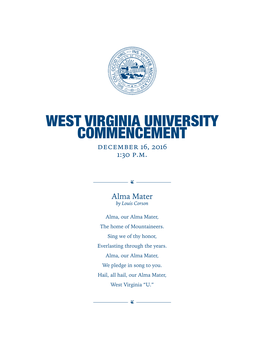 WVU Commencement Program: December 2016