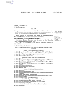 Public Law 111–11—Mar