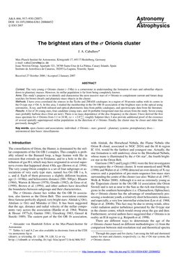 The Brightest Stars of the Σ Orionis Cluster