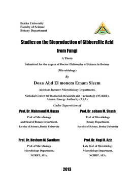 Studies on the Bio Production of Gibberellic Acid from Fungi