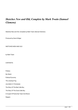 Sketches New and Old, Complete by Mark Twain (Samuel Clemens)