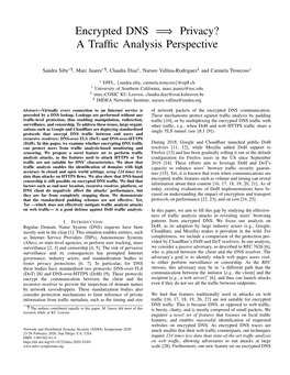 Encrypted DNS =⇒ Privacy? a Traffic Analysis Perspective