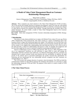 A Model of Value Chain Management Based on Customer Relationship Management