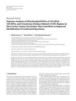 Sequence Analysis of Mitochondrial Dnas of 12S Rrna, 16S Rrna, And