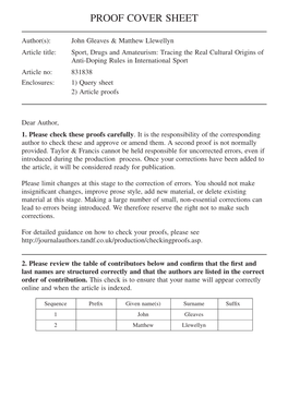 Sport, Drugs, and Amateurism: Tracing the Real Cultural Origins of Anti-Doping Rules in International Sport