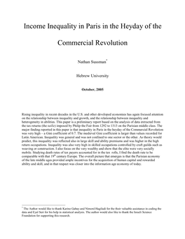 Income Inequality in Paris in the Heyday of the Commercial Revolution