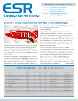 2018 Hunt Scanlon Recruiter Ranking Special Issue