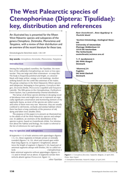 Diptera: Tipulidae): Key, Distribution and References