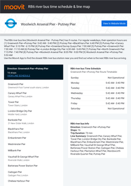 RB6 River Bus Time Schedule & Line Route