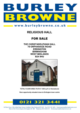 Religious Hall for Sale