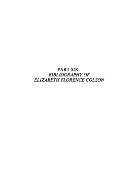 Elizabeth Florence Colson Bibliography of Elizabeth Florence Colson