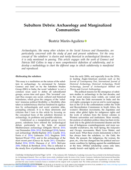 Subaltern Debris: Archaeology and Marginalized Communities