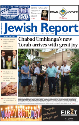 Chabad Umhlanga's New Torah Arrives with Great