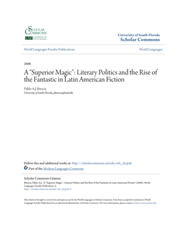 Literary Politics and the Rise of the Fantastic in Latin American Fiction Pablo A.J