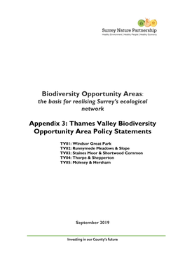 Biodiversity Opportunity Areas: Appendix 3: Thames Valley Biodiversity Opportunity Area Policy Statements