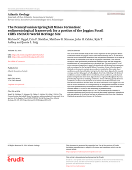 Sedimentological Framework for a Portion of the Joggins Fossil Cliffs UNESCO World Heritage Site Michael C