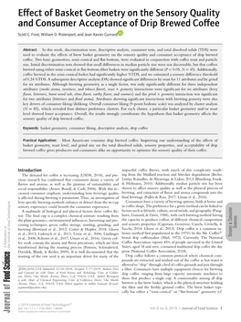 Effect of Basket Geometry on the Sensory Quality and Consumer