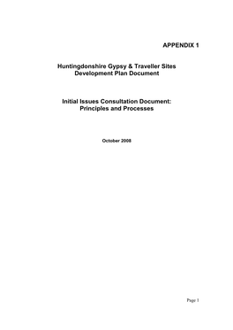 APPENDIX 1 Huntingdonshire Gypsy & Traveller Sites Development Plan