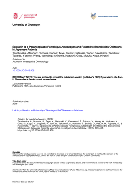 Epiplakin Is a Paraneoplastic Pemphigus Autoantigen And