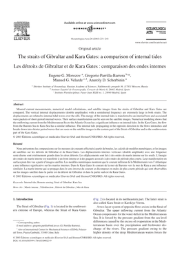 The Straits of Gibraltar and Kara Gates: a Comparison of Internal Tides Les Détroits De Gibraltar Et De Kara Gates : Comparaison Des Ondes Internes