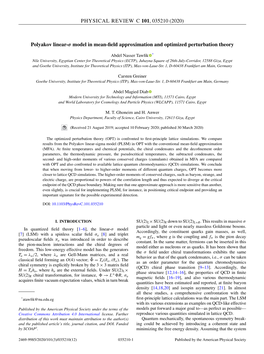 Polyakov Linear-Σ Model in Mean-Field Approximation and Optimized