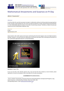 Mathematical Amazements and Surprises on Pi-Day