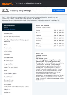 17C Bus Time Schedule & Line Route