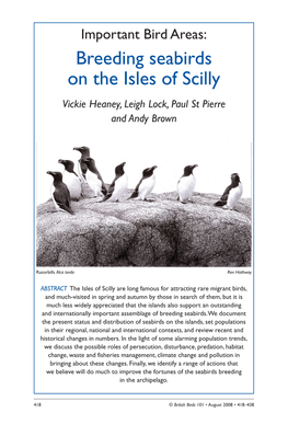 Breeding Seabirds on the Isles of Scilly Vickie Heaney, Leigh Lock, Paul St Pierre and Andy Brown