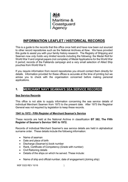 Information Leaflet / Historical Records