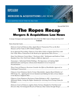 The Ropes Recap Mergers & Acquisitions Law News