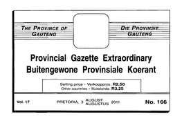 Provincial Gazette Extraordinary Bu Itengewone Provinsiale Koerant