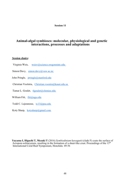 Animal-Algal Symbioses: Molecular, Physiological and Genetic Interactions, Processes and Adaptations